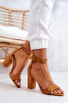 Suede Sandals On A Bar Camel Hattie
