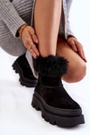 Women's Suede Snow Boots Black Ann