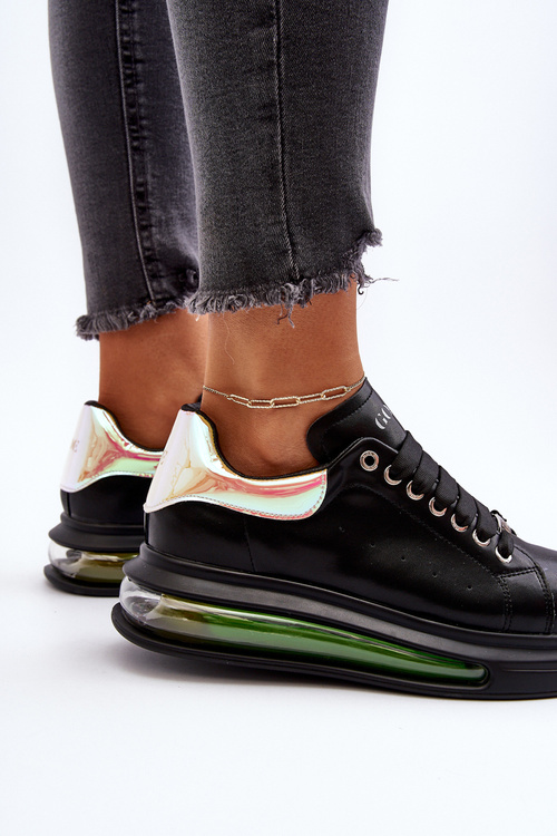 Sneakersy Damskie Skóra Naturalna Czarne GOE NN2N4030