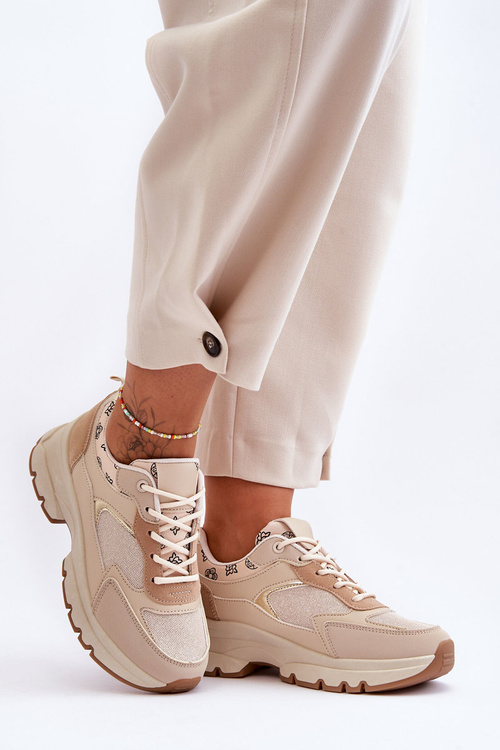 Platform Lace-Up Sport Shoes Beige Escape