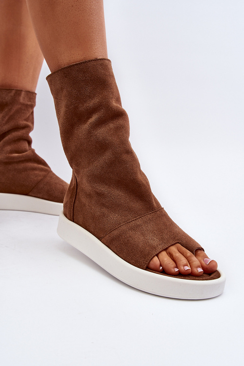 Brown Women's Suede Sandals with Upper Zazoo 3441