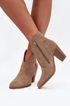 Women's Block Heel Boots Made of Eco Suede Beige Elvirae