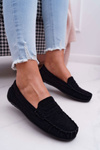 Women's Black Suede Bolero Moccasins
