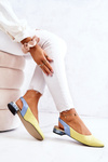 Leather Outdoor Ballerina High Heels Yellow and Blue Noreen