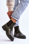 Women's Slip On Galoshes Chelsea Boots Dark Green Larone