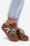 Women's sneakers in leopard print on platform with decorations brown Vinness