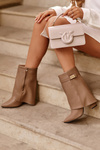 Leather-Lined Heeled Boots Dark Beige Chevie 