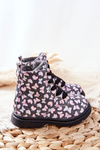 Leather Woolen Boots Warmed with Grey Butterflies Amy