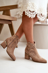 Lace-Up Cowboy Ankle Boots with Heel Zip Closure Brown Vosilara