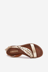 Ladies leather sandals on flat heel Zazoo 3688 gold