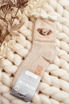 Thick Cotton Socks With Bear Beige