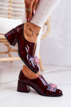 Leather Mosaic Shoes With Decoration Burgundy Delaver