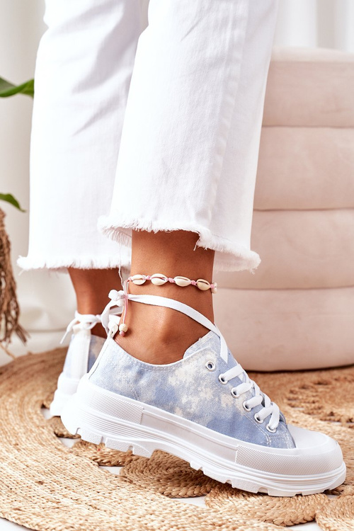 Women's Sneakers On The Platform Blue With Tie-Dye Effect Travel Time