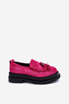 Women's Suede Loafers Moccasins Fuchsia Ramvli