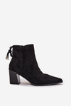 Women's heeled ankle boots with laces black Halisse