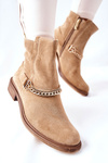 Women's Suede Booties Nicole Leather Beige Dome