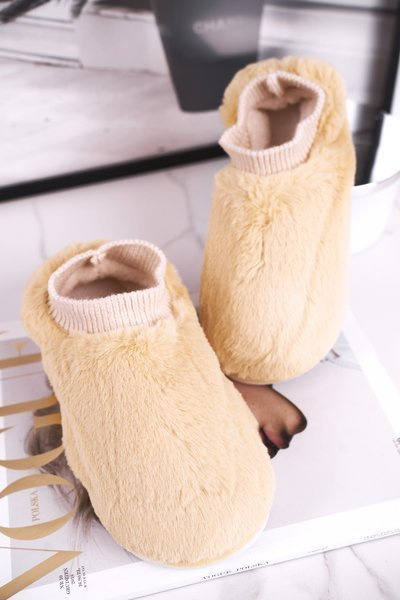 Women's Slippers With Fur And Sock Yellow Yeti