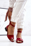 Leather Sandals On Golden Heel Laura Messi 2143 Red