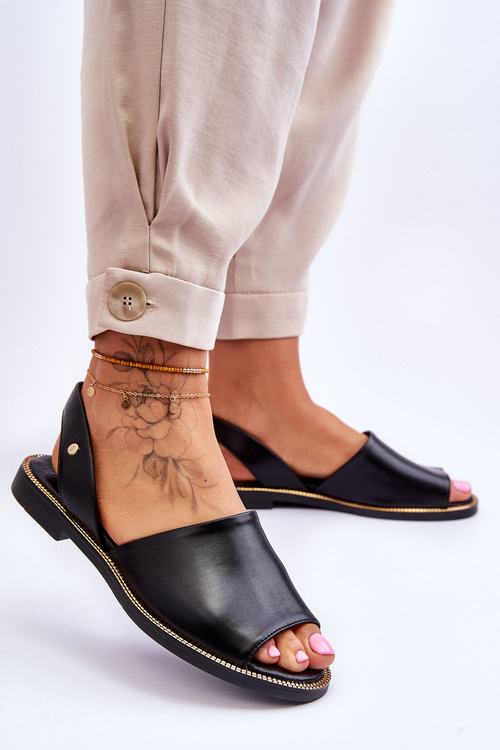 Sandały Skóra Wsuwane Czarne Lemar Alivia