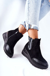 Suede Heeled Boots Black Manakel