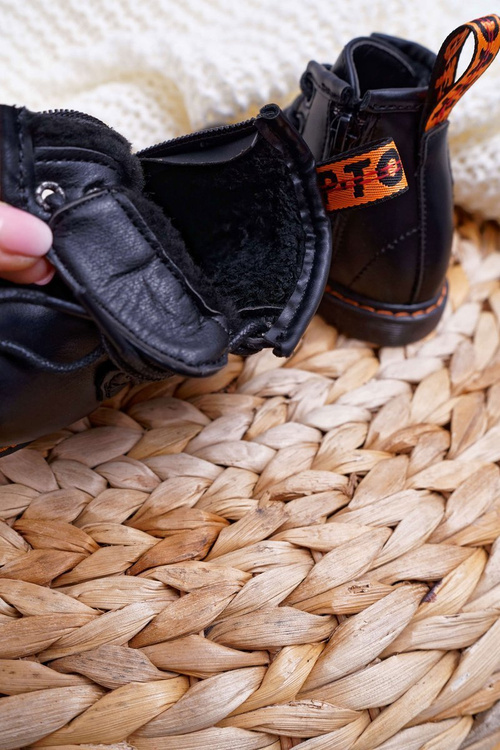 Dziecięce Młodzieżowe Botki Ocieplane z Suwakiem Czarne Goopy