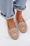 Women's Flat Classic Suede Loafers S.Barski LR51-548 Beige
