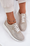 Sneakersy Zamszowe Damskie Platforma Z Brokatem Złote D&A LR51-927