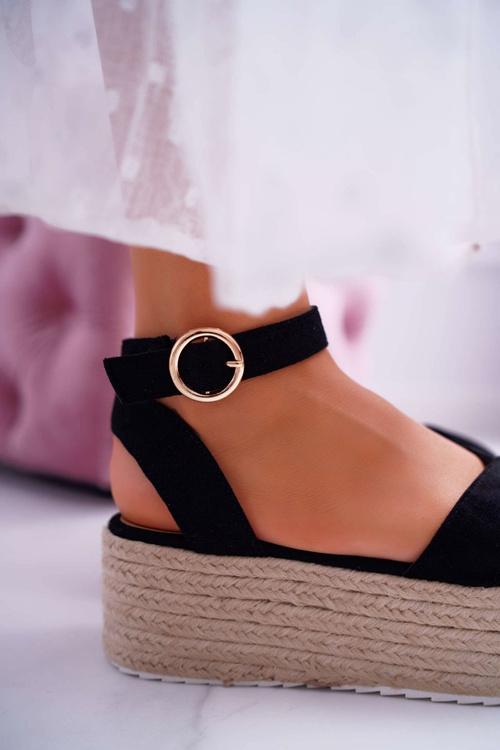 Women's Platform Sandals Linen Black Dafostre