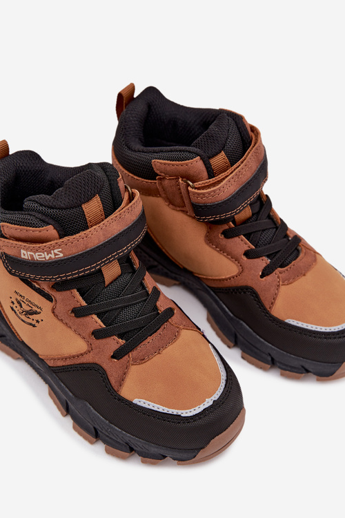 Children's Winter Trekking Shoes with Velcro Lined Camel Miravie
