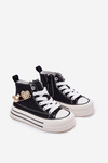 Children's High Sneakers With Gold Decoration Black Elvena