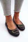 Black Eco Leather Ballerinas with Decoration Enicoria