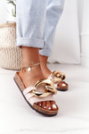 Slippers On The Cork Sole With Chain Beige Last Dance
