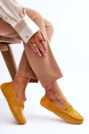 Suede Loafers With Ornament Yellow Eleina 