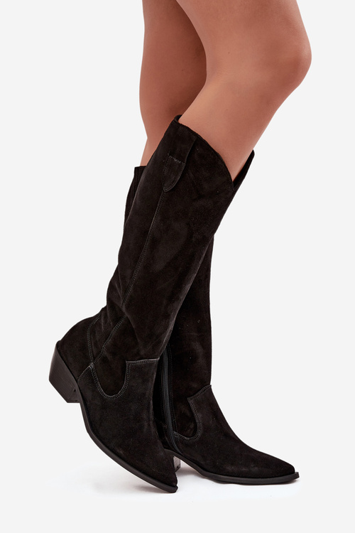 Cowboy Boots Made From Natural Suede Lined Zazoo 4225 Black