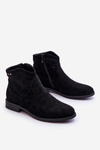 Women's Suede Flat Heel Boots Black Liana