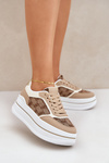 Sneakersy Na Platformie Wzór Beżowe Fenarra