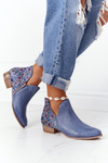 Leather Boots Maciejka Navy Blue With Flowers 04091-64