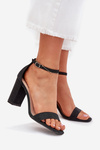 Shiny women's sandals with a heel black Kavina