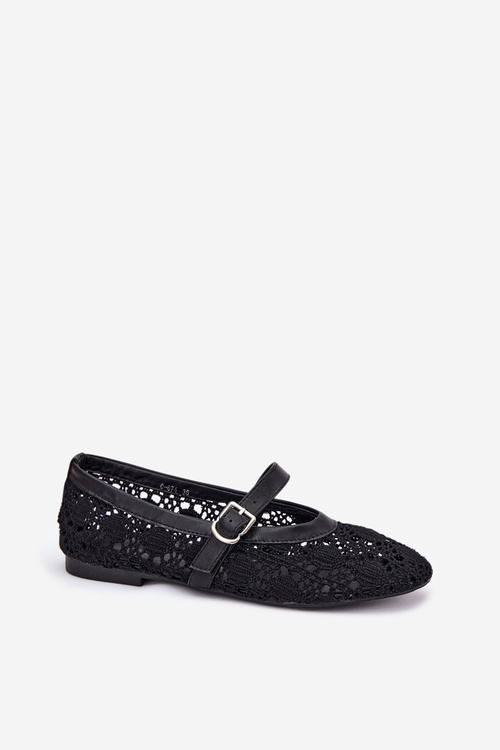 Perforated ballerinas with strap black Orphali