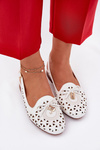 Perforated Ballerinas With Open Heel White Navinnia