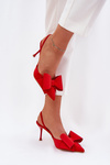 Red High Heels With Open Heels And Bow Eklevia