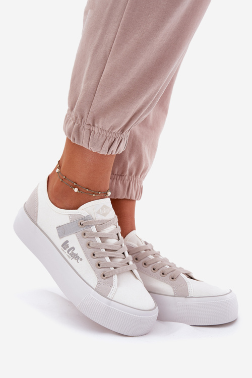 Women Sneakers On Platform Lee Cooper LCW-25-31-3479L White-Grey