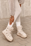Ladies Platform Snow Boots With Lacing Light Beige Riaviana
