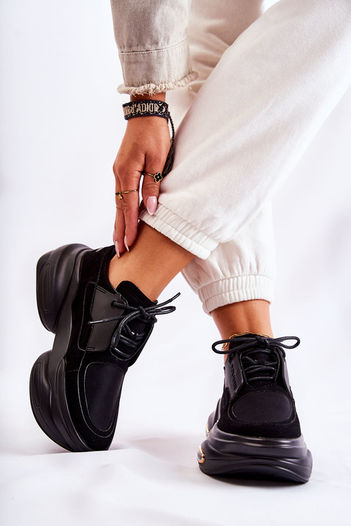 Sneakersy Sportowe Buty Damskie Czarne New Horizon