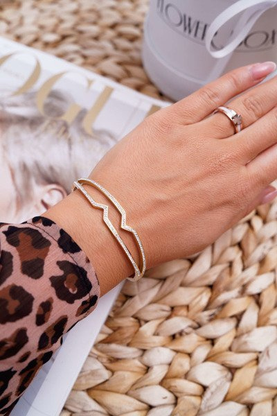 Damska Bransoleta Stalowa Z Cyrkoniami Złota Grenn