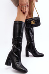 Women's High Heel Boots Animal Print Black Mambra