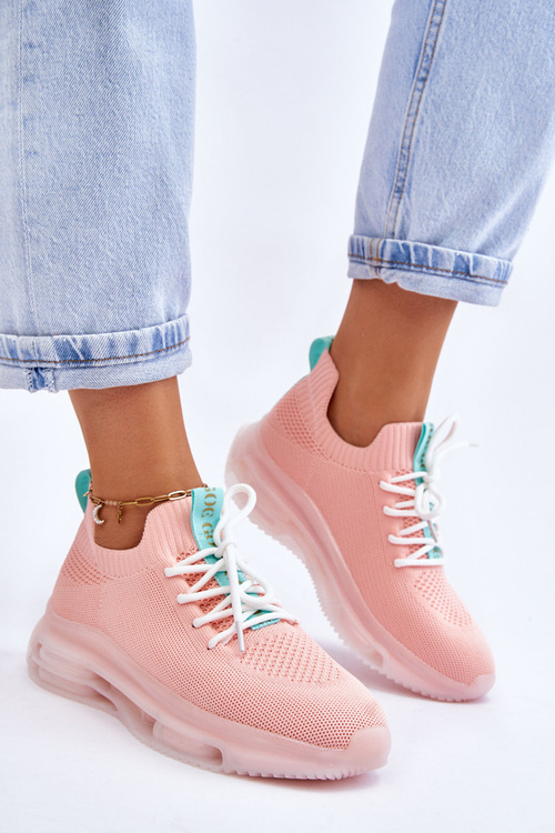 Buty Skarpetkowe Damskie Wsuwane Jasnoróżowe GOE JJ2N4081