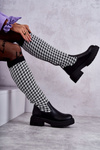 Women's Sock Boots Black-White Avira