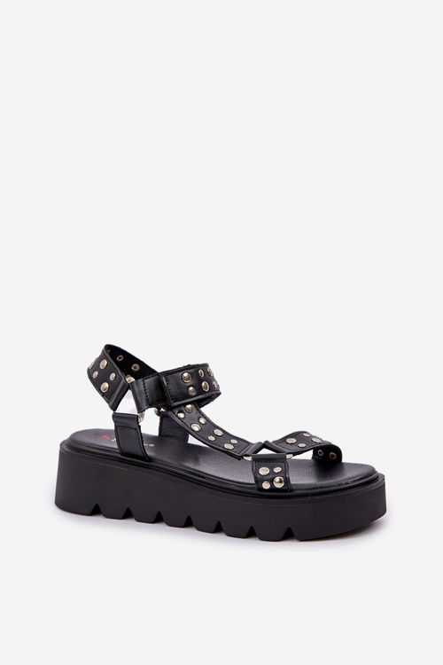 Embellished platform sandals black Tatellia