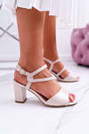 Women's Stiletto Sandals Sergio Leone SK844 Lacquered Beige Tres